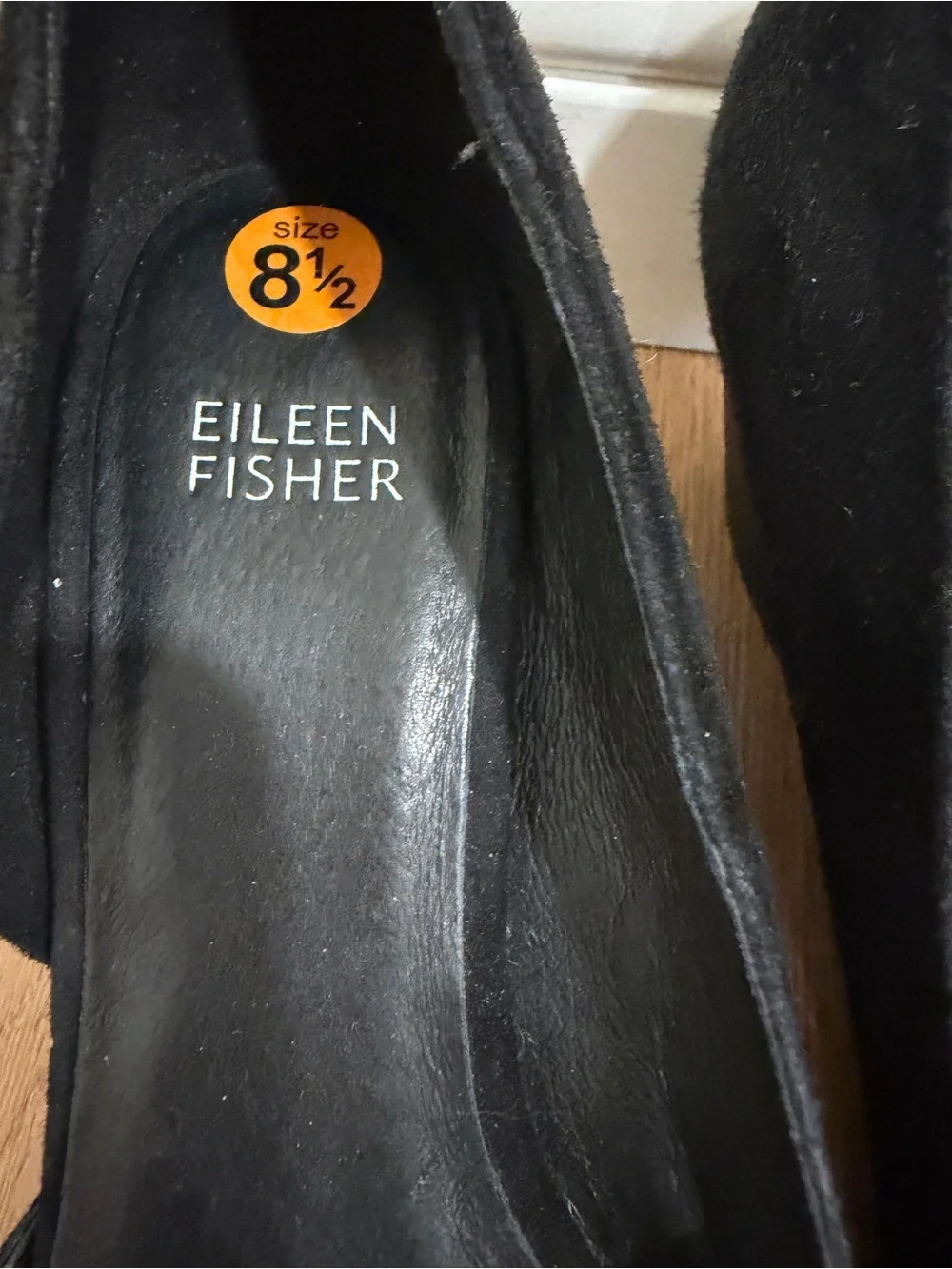 Eileen Fisher Lily Pump Black Suede D'Orsay Heels Size 8.5